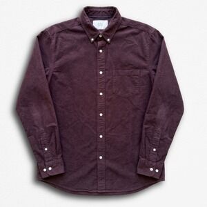Hawker Rye Mens Regular Fit Vintage Oxford Shirting Button Down Shirt Burgundy L